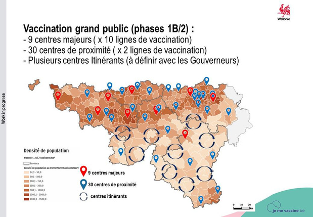 Désignation des centres wallons de vaccination pour le grand public