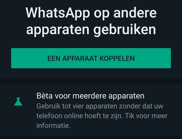 WhatsApp nu op vier verschillende toestellen beschikbaar (zonder dat je smartphone online moet zijn)