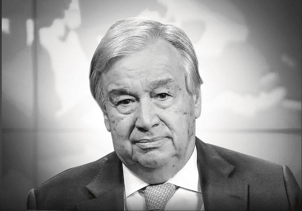 VN-baas Antonio Guterres in zijn speech bij het nieuwe alarmerende klimaatrapport 