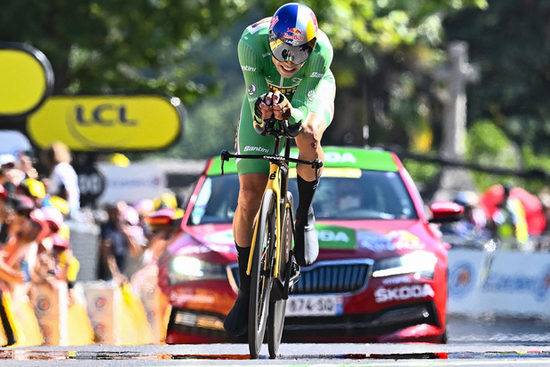 Tour de France: le Belge Wout van Aert remporte le chrono de l'avant-dernière étape