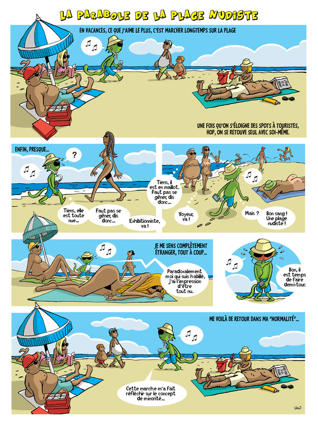Vadot est en vacances: la parabole de la plage nudiste