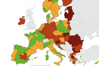 Covid: Bruxelles et la Wallonie toujours en rouge sur la carte européenne