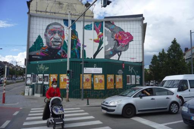 Muurschildering van George Floyd ingehuldigd in Brussel