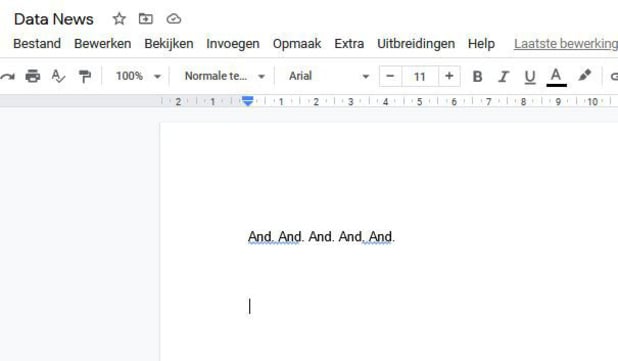 Google Docs crasht als je 'And. And. And. And. And.' tikt