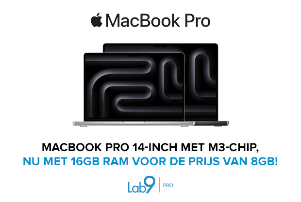 MacBook Pro 14-inch met M3-chip, nu met 16GB ram voor de prijs van 8GB!