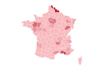 Carte de France du nombre de cas de coronavirus par département (infographie)