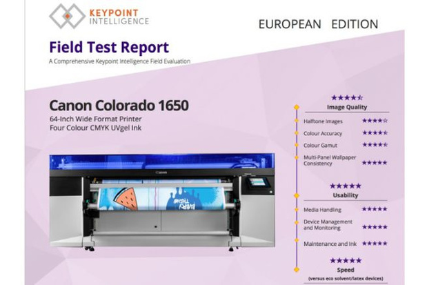 Canon Colorado 1650 behaalt uitstekende resultaten in de "Keypoint Intelligence Field Test"