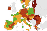 Bruxelles passe de rouge foncé à rouge sur la carte européenne