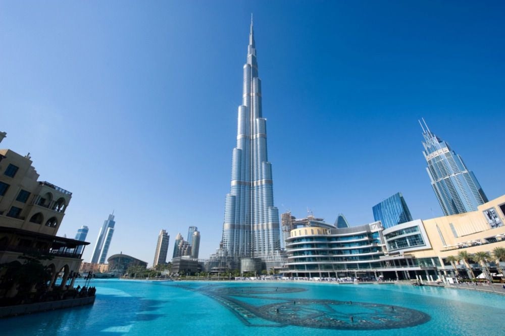 Dubai, United Arab Emirates - 02 Januari, 2018: The Burj Khalifa in the center of Dubai is the tallest building in the world with 828 meters high., Getty Images