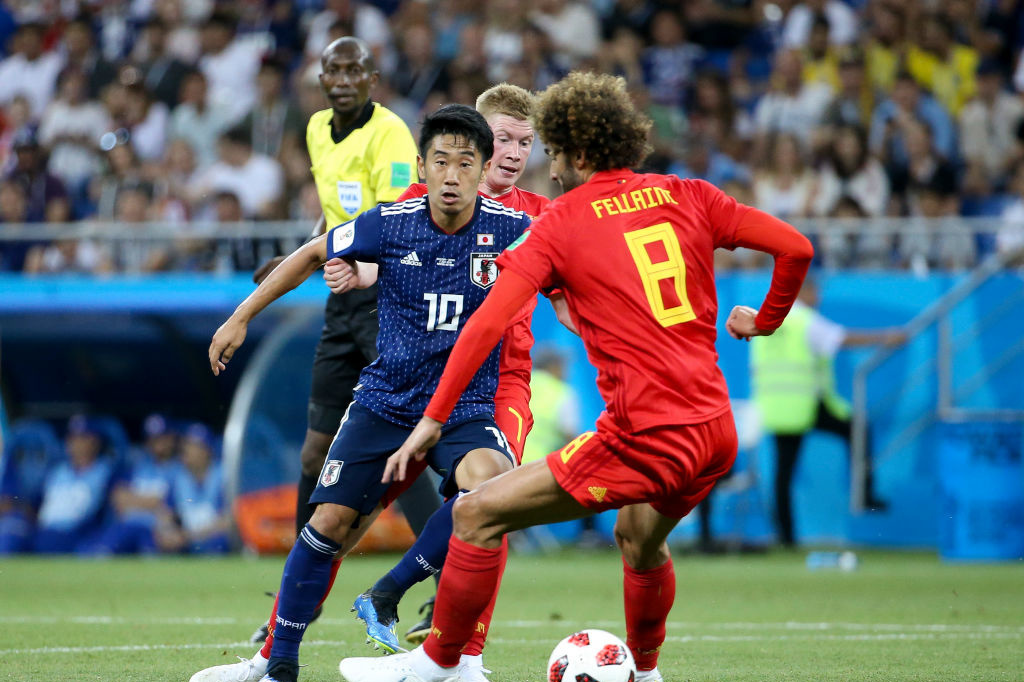 Pendant une heure, le Japon met le feu à la Belgique en 1/8e de finale de la Coupe du monde 2018. Ici Kagawa passe un petit pont à Marouane Fellaini et offrira le 0-2 à Inui. Mais au final, c'est Big Mo et les Diables qui renverseront la vapeur., iStock