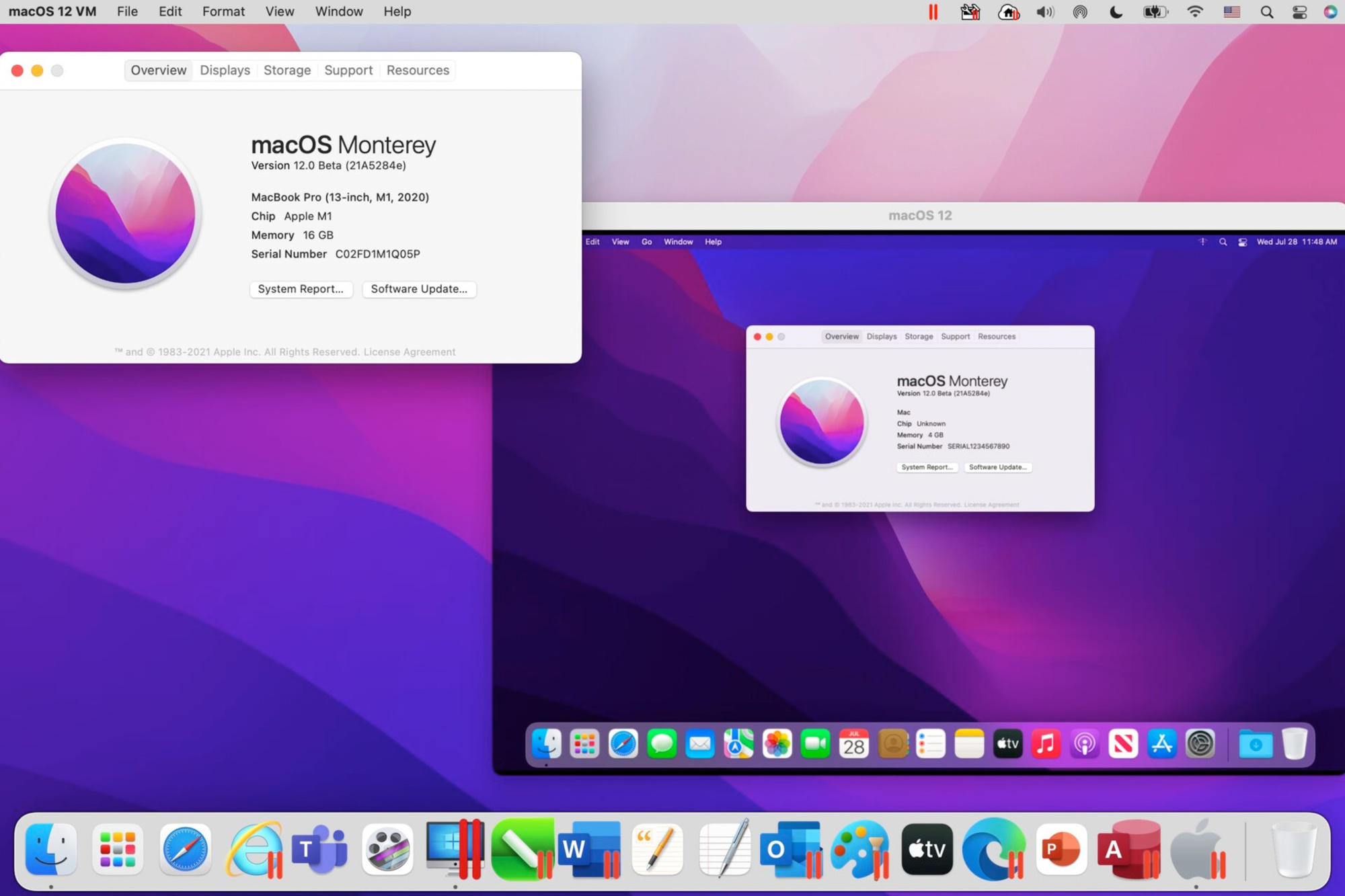 De bètaversie van macOS Monterey in een Parallels Desktop 17-venster., Parallels