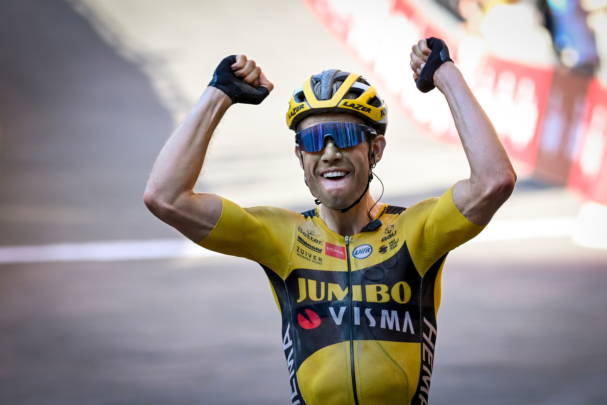 Begin augustus 2020 won Wout van Aert meteen zijn eerste koers na de coronaonderbreking: de Strade Bianche., belga