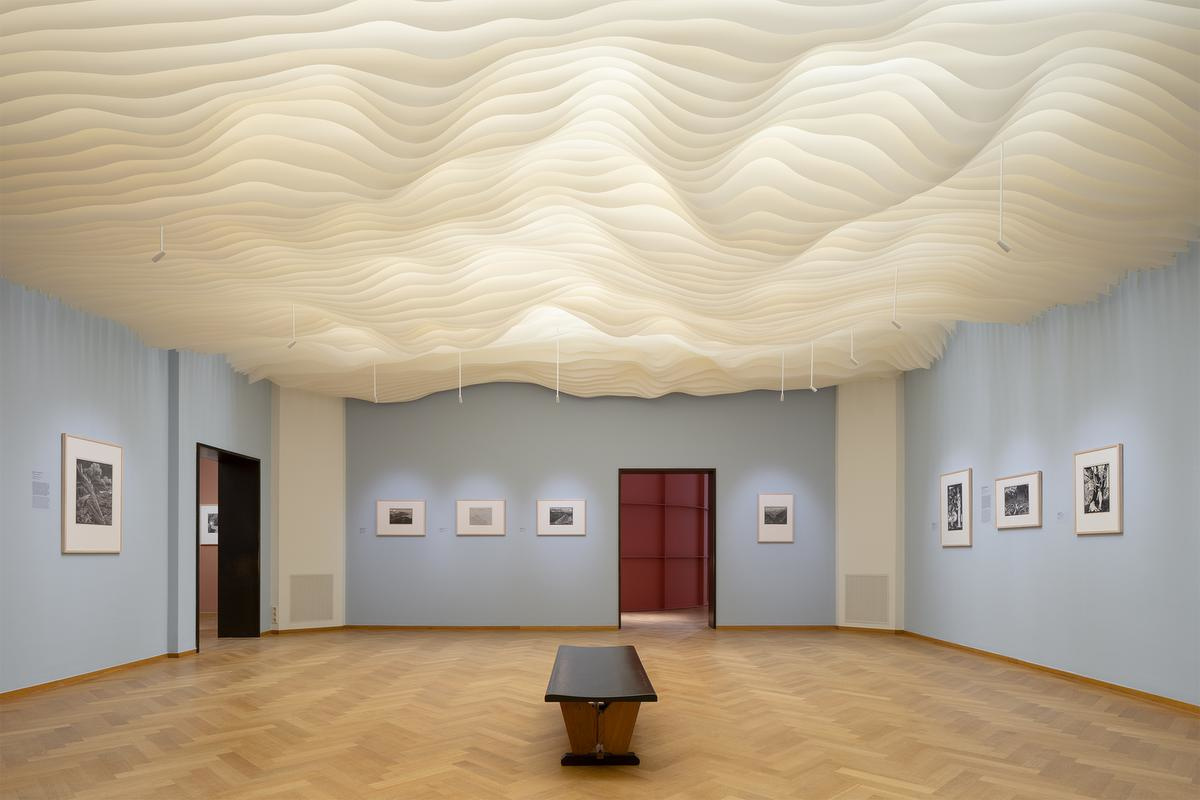 Vue d'ensemble de l'installation de Gijs Van Vaerenbergh et des estampes d'Escher dans la salle Nature., Johnny Umans