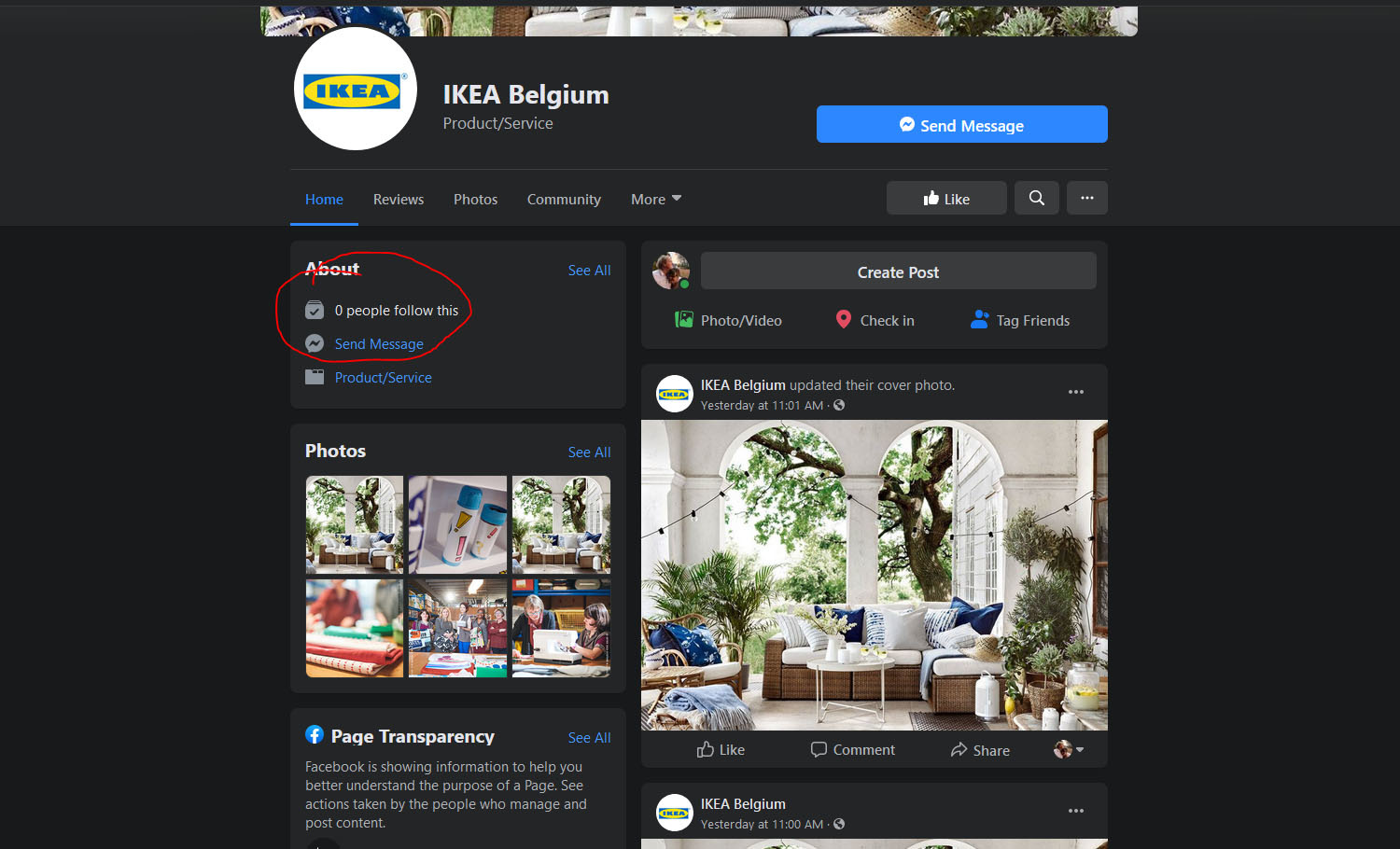 De nagemaakte pagina van Ikea Belgium ziet er verrassend echt uit. Alleen het aantal volgers en de oprichtingsdatum verklapt dat er iets niet klopt., PVL