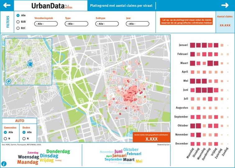Een impressie van de UrbanData-tool., Ethias